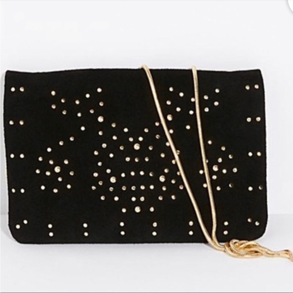 Brand new🔥Free people black suede crossbody bag with gold chain